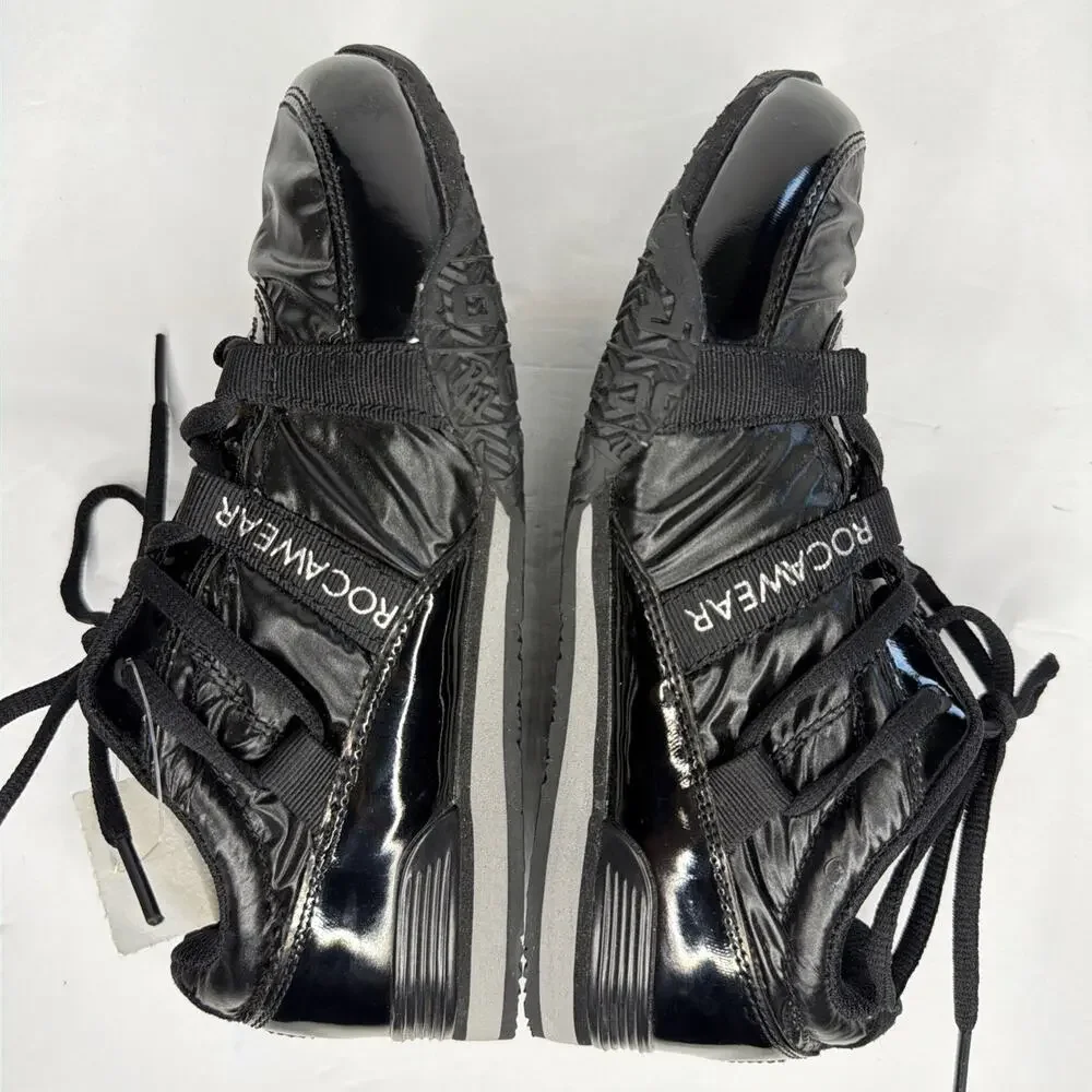 Rocawear Black Sneakers Women's Sz 6.5 Shiny Patent Soft Fabric Shoes New in Box